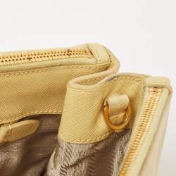 Pre Owned Prada Yellow Saffiano Lux Leather Large Galleria Double Zip Tote