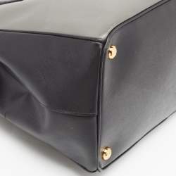Prada Black/Grey Saffiano Lux Leather Colorblock Galleria Tote