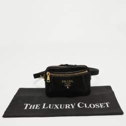 Pre Owned Prada Black Velvet and Leather Velluto Belt Bag