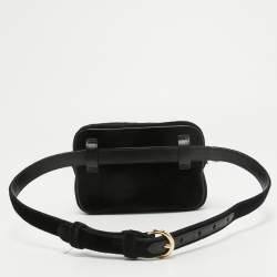 Pre Owned Prada Black Velvet and Leather Velluto Belt Bag