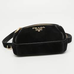 Pre Owned Prada Black Velvet and Leather Velluto Belt Bag