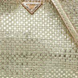 Prada Gold/Green Wowen Madras Leather Tote