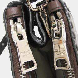 Prada Brown/Black Saffiano Leather Medium Galleria Double Zip Tote