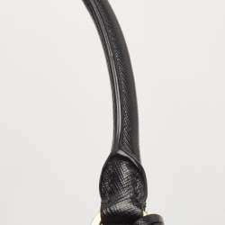 Pre Owned Prada Black Saffiano Leather Medium Middle Zip Tote