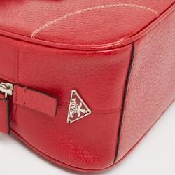 Prada Red Leather Mini Bowler Bag