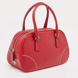 Prada Red Leather Mini Bowler Bag