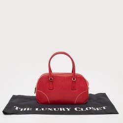 Prada Red Leather Mini Bowler Bag