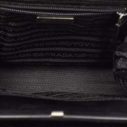 Pre Owned Prada Black/White Patent Leather Frame Top Handle Bag