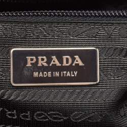 Pre Owned Prada Black/White Patent Leather Frame Top Handle Bag