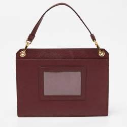 Pre Owned Prada Burgundy Saffiano Lux Leather Flap Top Handle Bag