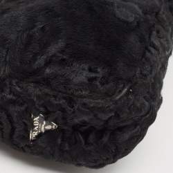 Prada Black Astrakhan Fur Shoulder Bag
