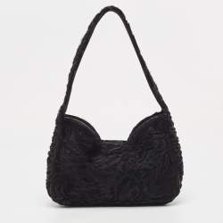 Prada Black Astrakhan Fur Shoulder Bag