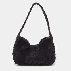 Prada Black Astrakhan Fur Shoulder Bag
