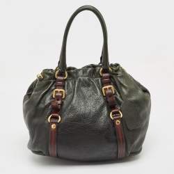 Pre Owned حقيبة هوبو برادا فيتيلو داينو جلد نحاسي