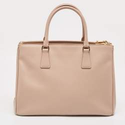مملوكة مسبقًا Prada Dusty Pink Saffiano Lux Leather Medium Double Zip Tote