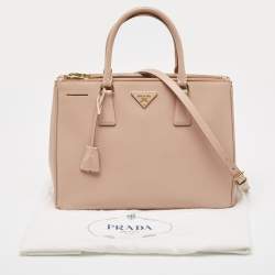 مملوكة مسبقًا Prada Dusty Pink Saffiano Lux Leather Medium Double Zip Tote