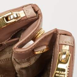 مملوكة مسبقًا Prada Dusty Pink Saffiano Lux Leather Medium Double Zip Tote