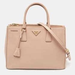 مملوكة مسبقًا Prada Dusty Pink Saffiano Lux Leather Medium Double Zip Tote