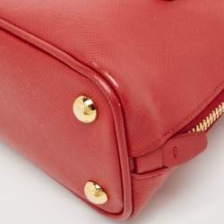 Pre Owned Prada Red Saffiano Lux Leather Mini Promenade Satchel