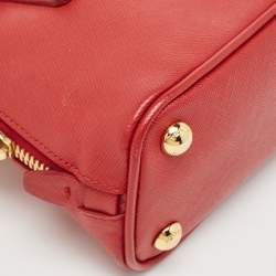 Pre Owned Prada Red Saffiano Lux Leather Mini Promenade Satchel