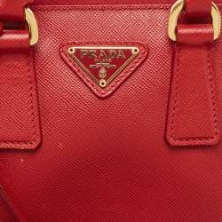 Pre Owned Prada Red Saffiano Lux Leather Mini Promenade Satchel