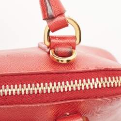 Pre Owned Prada Red Saffiano Lux Leather Mini Promenade Satchel