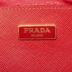 Pre Owned Prada Red Saffiano Lux Leather Mini Promenade Satchel