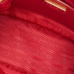 Pre Owned Prada Red Saffiano Lux Leather Mini Promenade Satchel