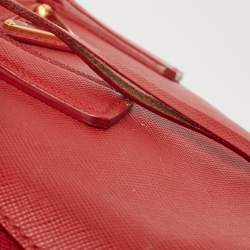 Pre Owned Prada Red Saffiano Lux Leather Mini Promenade Satchel