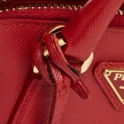 Pre Owned Prada Red Saffiano Lux Leather Mini Promenade Satchel