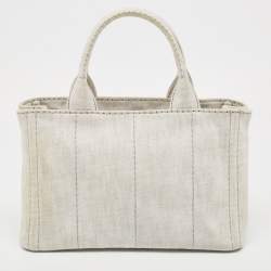 Pre Owned Prada Grey/Black Denim Canapa Tote