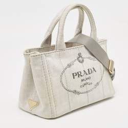 Pre Owned Prada Grey/Black Denim Canapa Tote