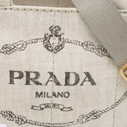 Pre Owned Prada Grey/Black Denim Canapa Tote