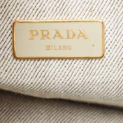 Pre Owned Prada Grey/Black Denim Canapa Tote