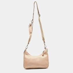 Pre Owned Prada Beige Nylon and Leather Re-Edition 2005 Shoulder Bag