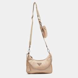 Pre Owned Prada Beige Nylon and Leather Re-Edition 2005 Shoulder Bag
