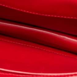 Prada Red/White Madras Woven Leather Pushlock Flap Bag