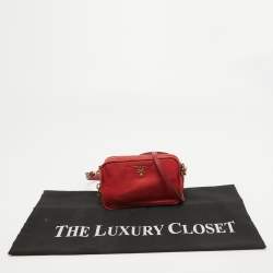 Pre Owned Prada Red Nylon and Saffiano Leather Mini Crossbody Bag