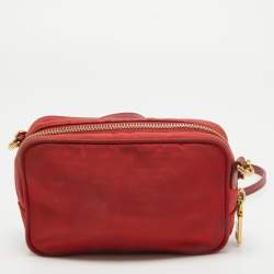 Pre Owned Prada Red Nylon and Saffiano Leather Mini Crossbody Bag
