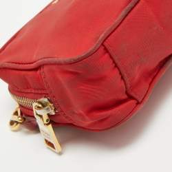 Pre Owned Prada Red Nylon and Saffiano Leather Mini Crossbody Bag