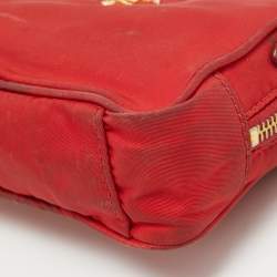 Pre Owned Prada Red Nylon and Saffiano Leather Mini Crossbody Bag