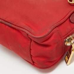 Pre Owned Prada Red Nylon and Saffiano Leather Mini Crossbody Bag