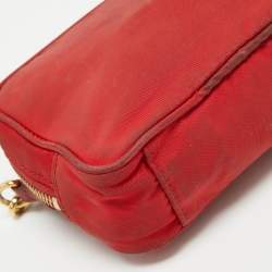 Pre Owned Prada Red Nylon and Saffiano Leather Mini Crossbody Bag