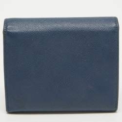 Prada Blue Saffiano Leather Trifold Wallet