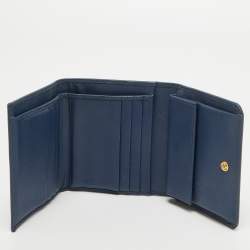 Prada Blue Saffiano Leather Trifold Wallet