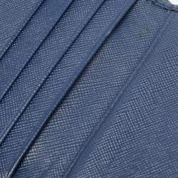 Pre Owned Prada Blue Saffiano Leather Trifold Wallet