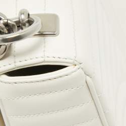 Prada White Diagramme Leather Flap Crossbody Bag