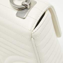 Prada White Diagramme Leather Flap Crossbody Bag