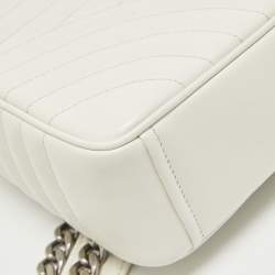 Prada White Diagramme Leather Flap Crossbody Bag