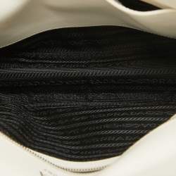Prada White Diagramme Leather Flap Crossbody Bag